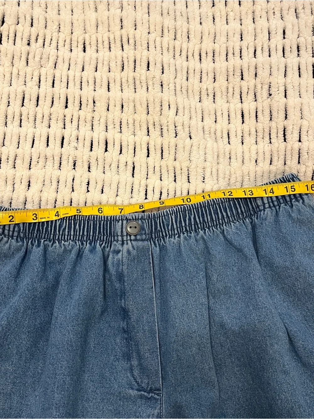 Vintage Mainstreet Blues Plus Size Denim Bermuda Shorts Elastic Waist 90s
